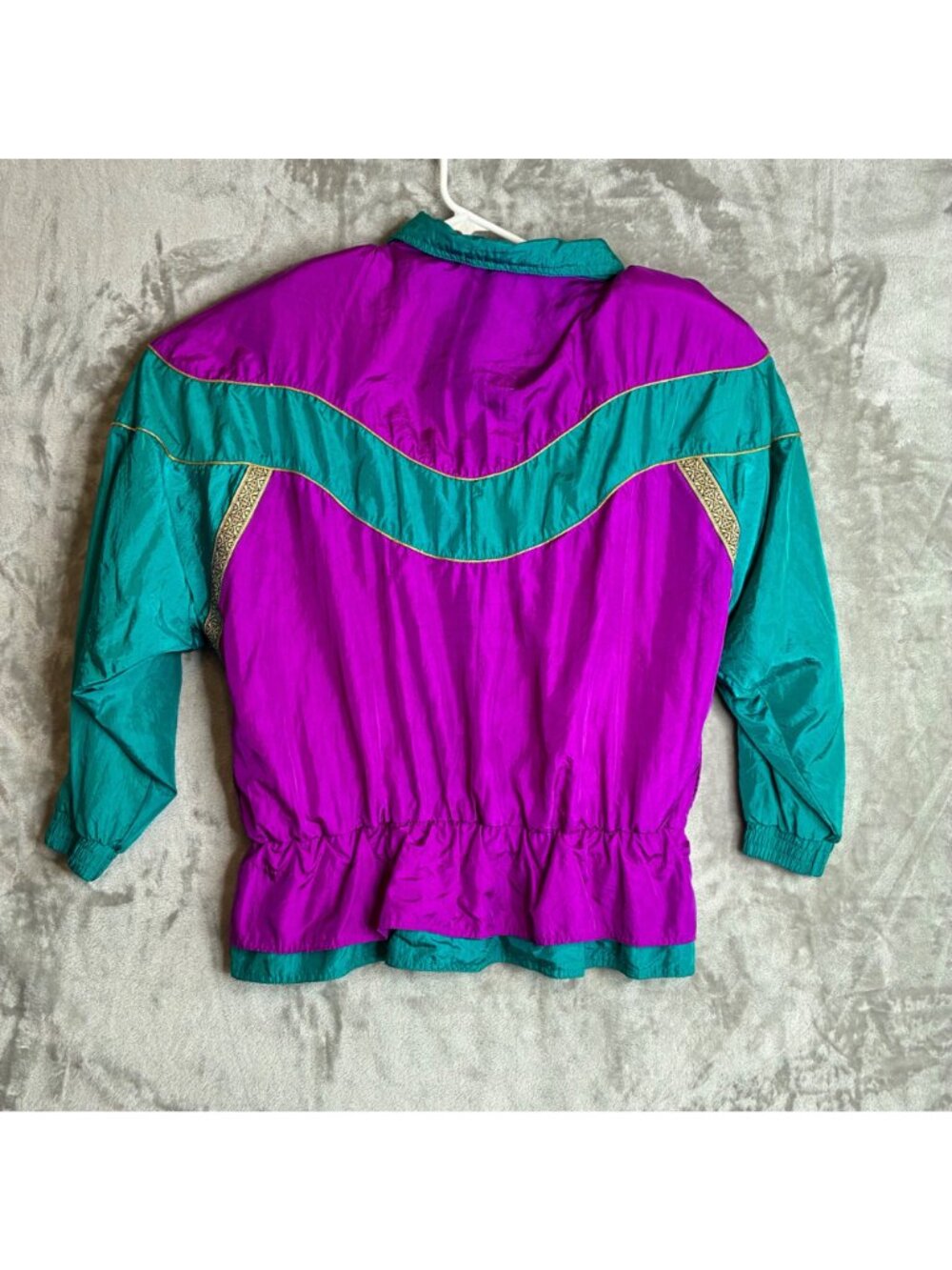 Bocoo 80s Two-Piece Tracksuit Teal & Purple Windbreaker Jacket & Pants Set L - Picture 7 of 10